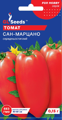 Томат Сан-Марцано насіння (0,1 г) середньостиглий червоний низькорослий, For Hobby, TM GL Seeds RS-02051 фото