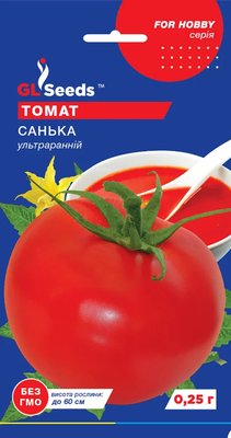 Томат Санька насіння (0,25 г) ультрашвидкостиглий червоний низькорослий, For Hobby, TM GL Seeds RS-00824 фото