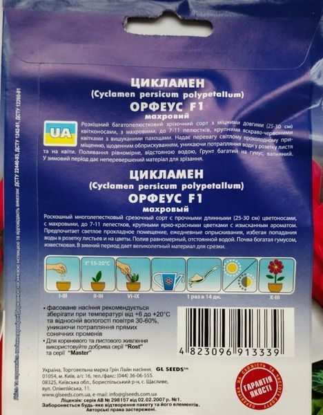 Цикламен Орфеус F1 семена (5 шт), Collection, TM GL Seeds RS-01161 фото