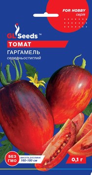 Томат Гаргамель насіння (0,1 г) помідор середньостиглий високорослий червоний сливка, For Hobby, TM GL Seeds RS-02044 фото